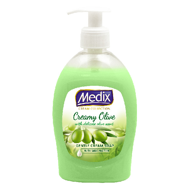 Течен сапун помпа Medix CREAM COLLECTION Creamy Olive 400 ml