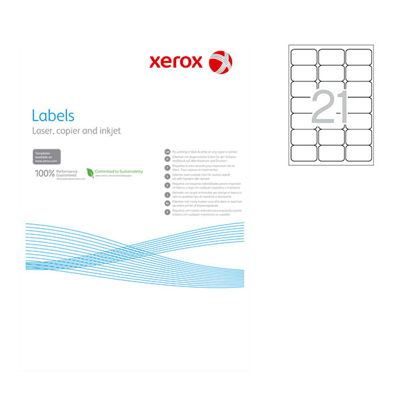 ---Етикети Xerox 63.5x38.1 mm А4 100 л. 21 етик. заоблени