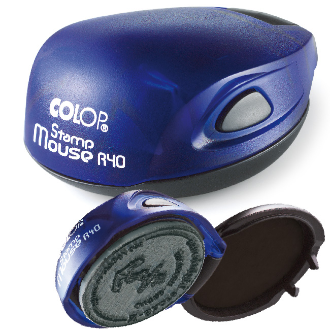 Печат джобен кръгъл Colop Mouse R40 син
