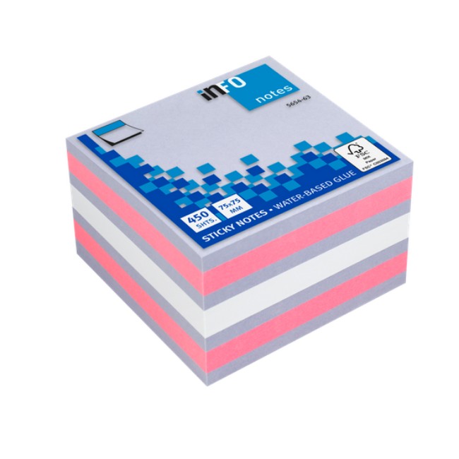 Самоз лист Info Notes Микс 63 75х75mm 450 л.
