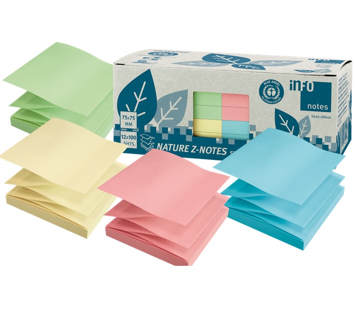 Самоз лист Info Notes Nature пастел 75х75mm 12бр 100л.