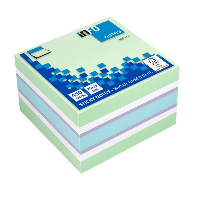 Самоз лист Info Notes Микс 62 75х75mm 450 л.