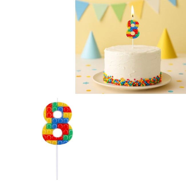 Свещ Blocks 10.5cm Цифра 8, 1бр.