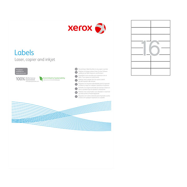 Етикети Xerox 105x37 mm A4 100 л. 16 етик.